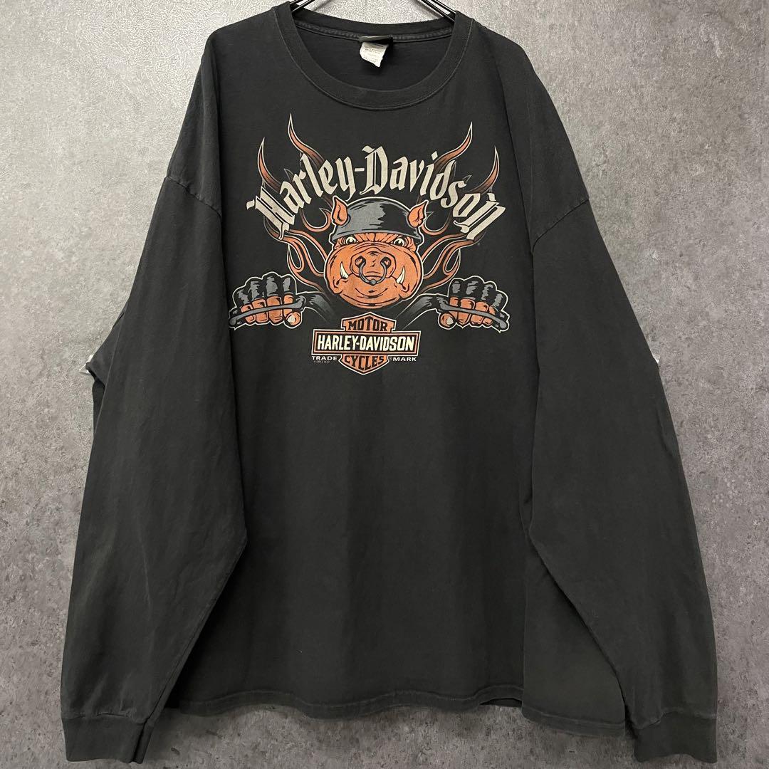 US古着◆ハーレーダビッドソン 長袖Tシャツ アニマルプリント ロゴ