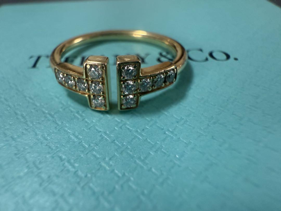 美品❤️Tiffany & Co. Tワイヤーリング10号ゴールドクリスタルリング