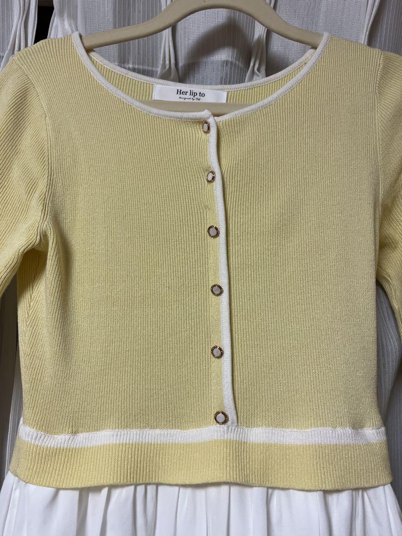 ワンピース herlipto Docking Knit Balloon Dress