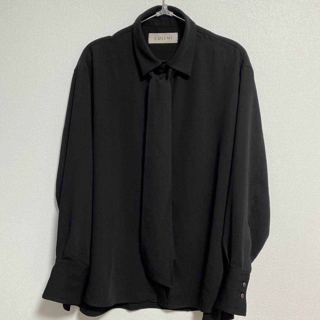 極美品]CULLNI 23ss ボウタイシャツ サイズ1 ブラック クルニ