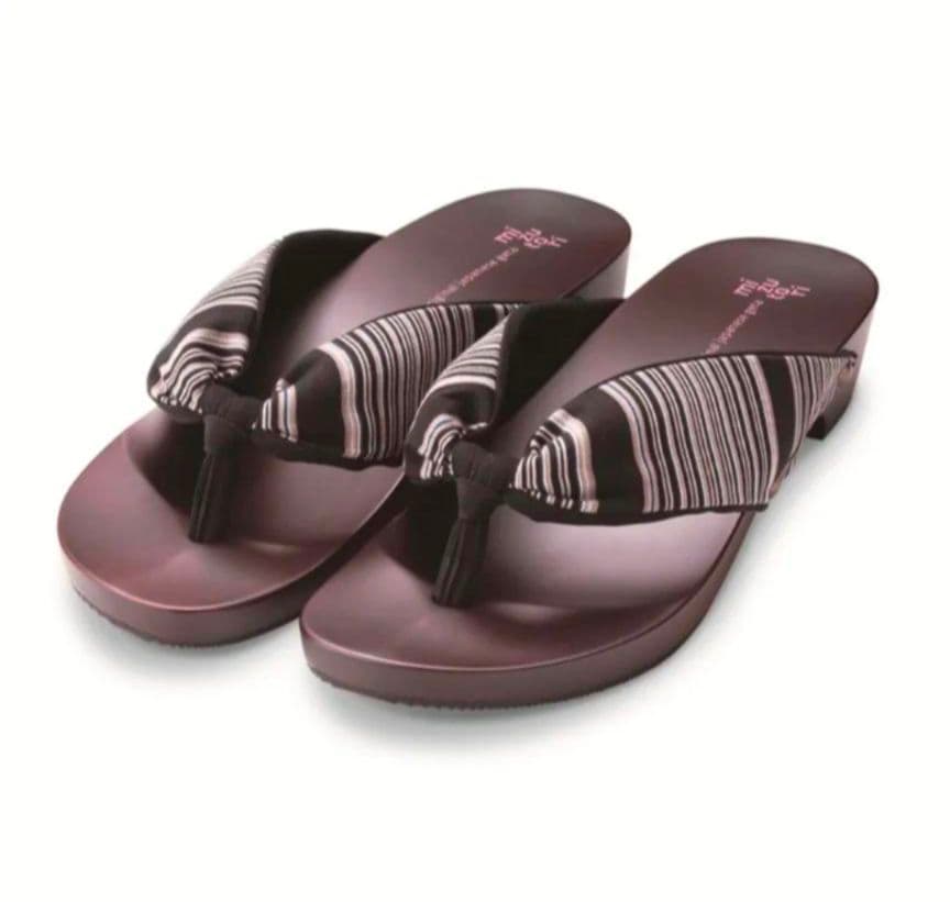 ✨mizutori × m2コラボ 小倉織縞縞 下駄サンダル✨