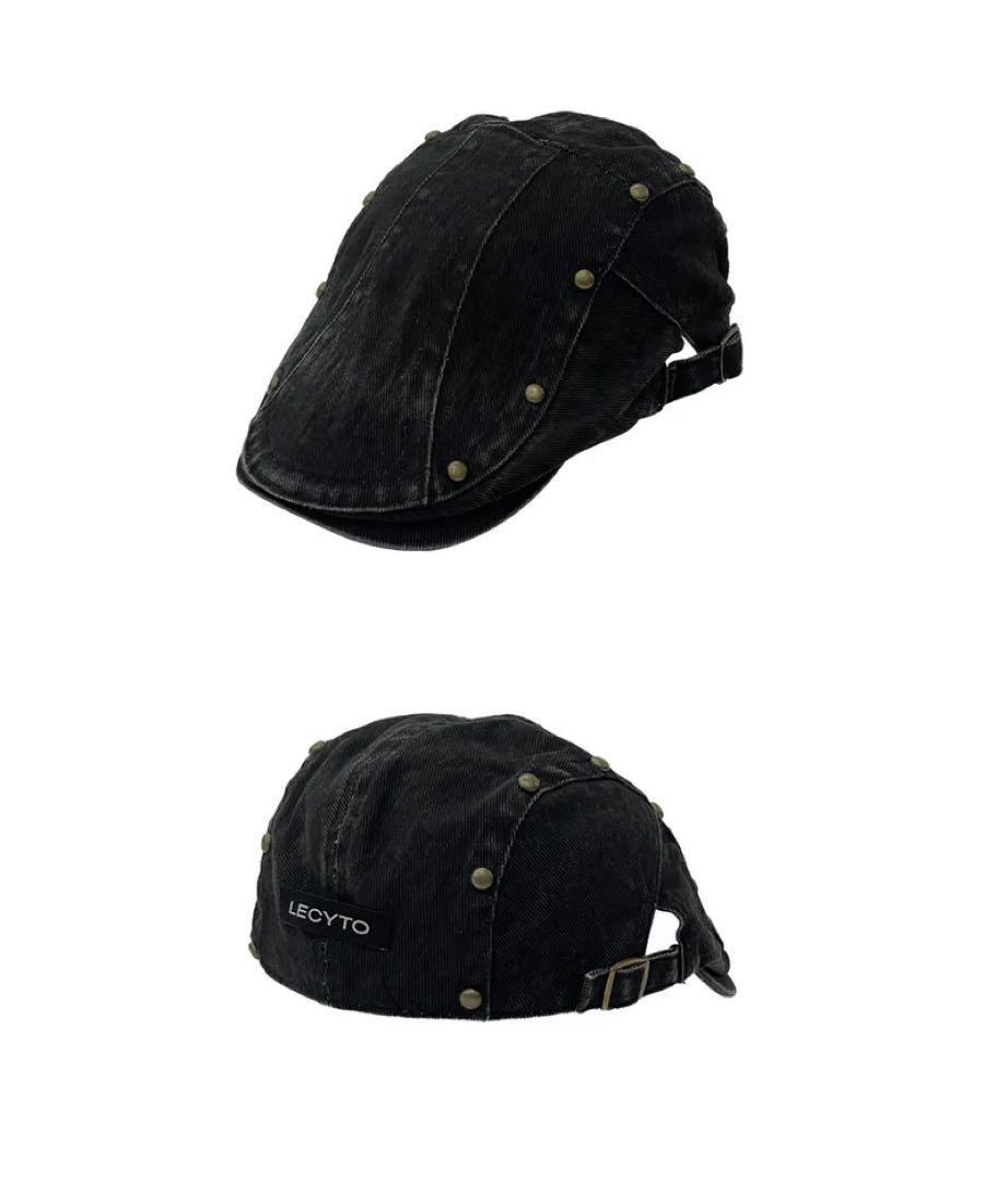 LECYTO Stud Washed Hunting Cap_[Black]帽子