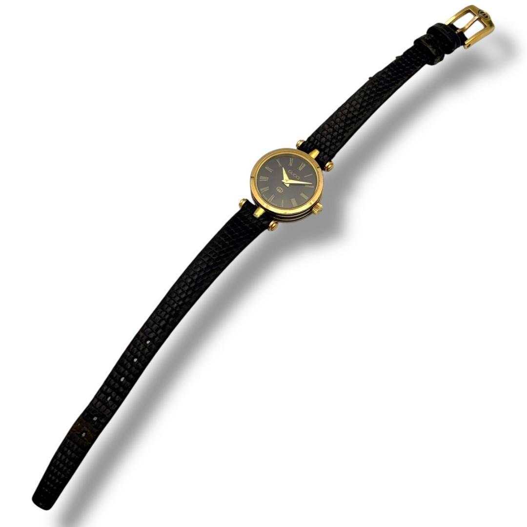 【稼動品】グッチ　腕時計　黒文字盤　6300L レディース　電池交換済み 稼動品】グッチ 腕時計 黒文字盤 6300L レディース 電池交換済み