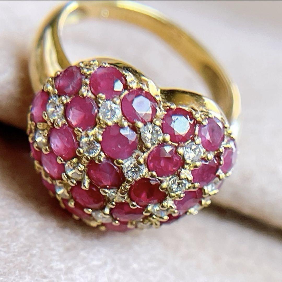 7210】 K18 ルビー 3.5ct ダイヤ 0.35ct 9.5〜10号