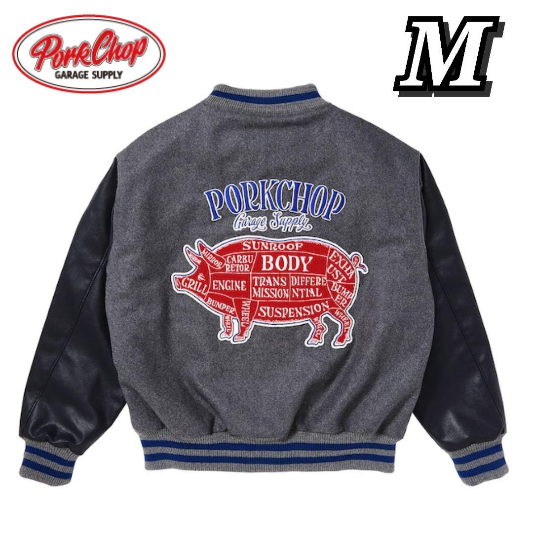 PORKCHOP MELTON VARSITY JACKET GRAY 木村拓哉