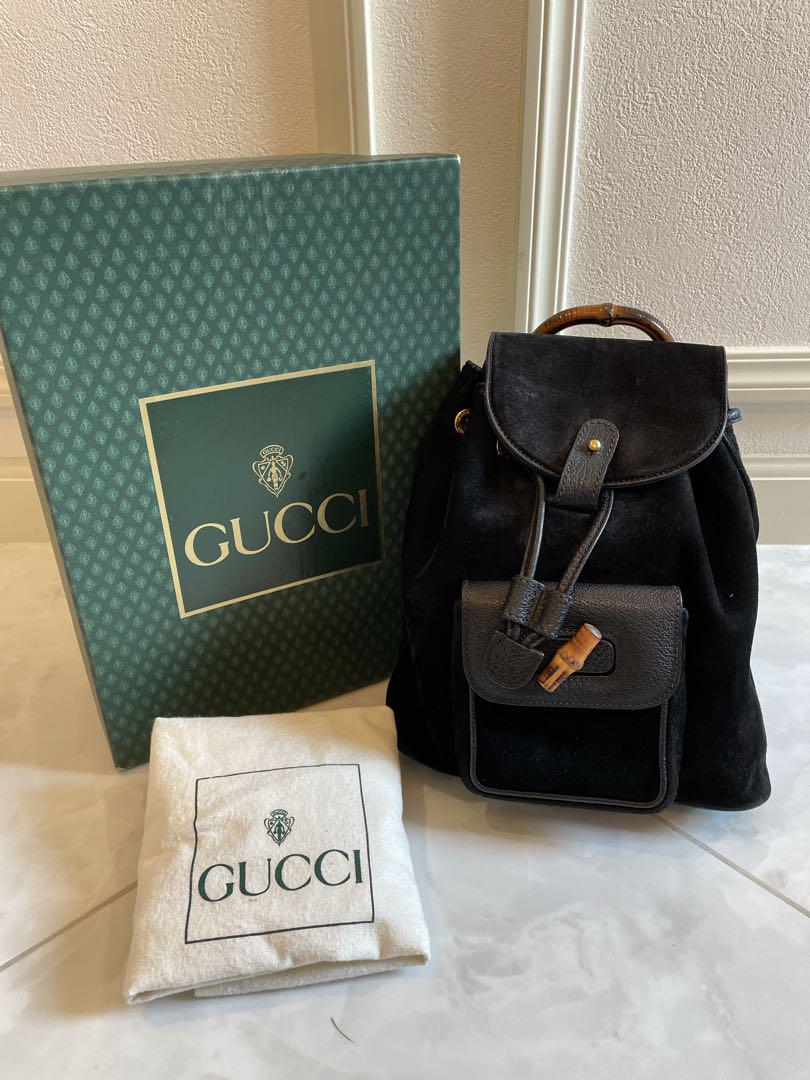 GUCCI グッチ バンブー ミニリュック スウェードレザー ブラック GUCCI グッチ バンブー ミニリュック スウェードレザー ブラック