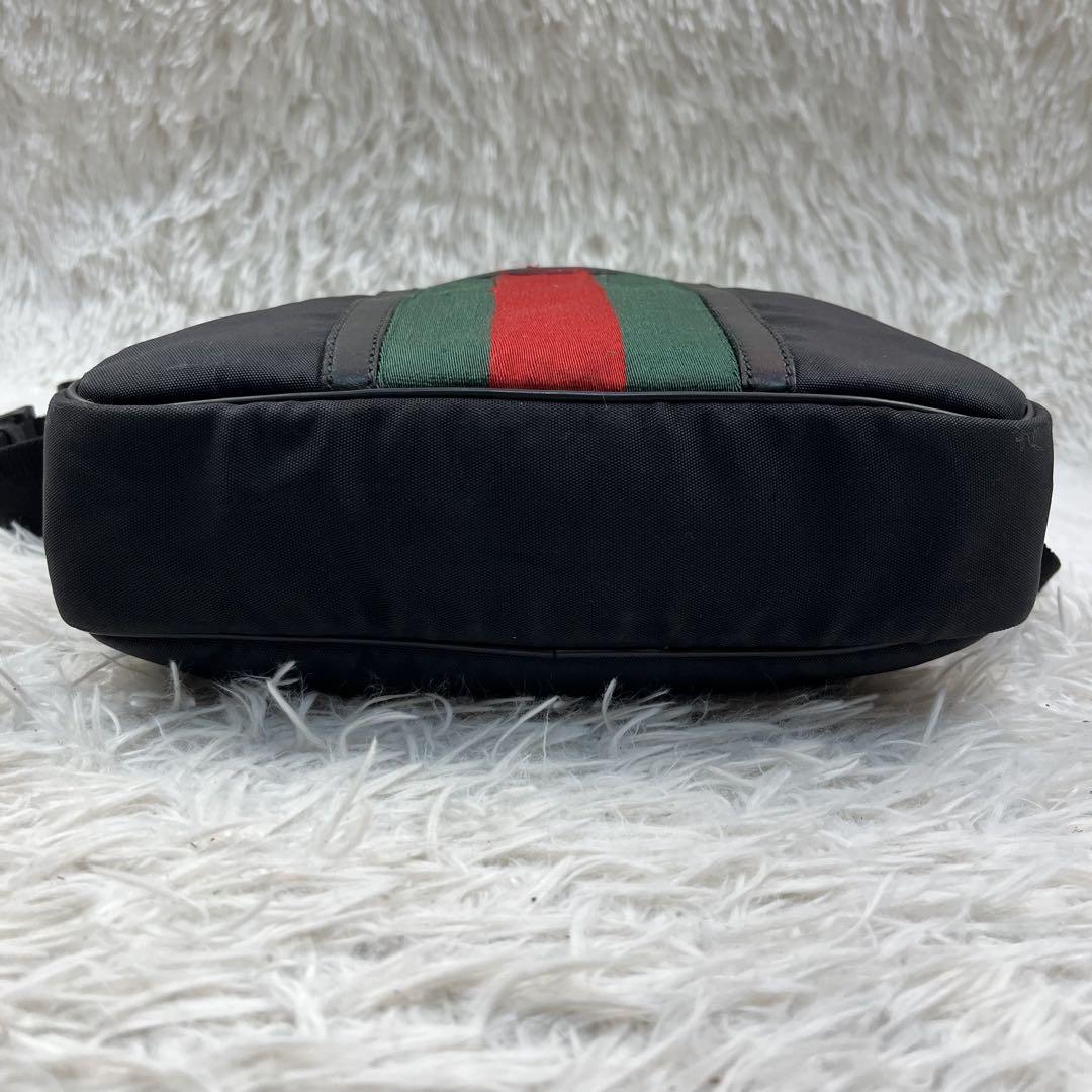 GUCCI ショルダーバッグ シェリーライン レザー キャンバス 黒