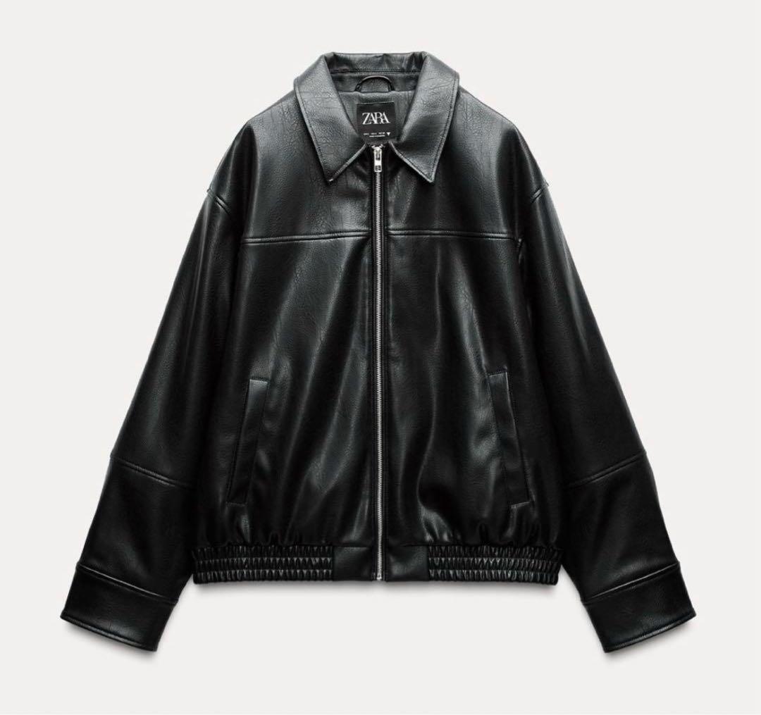 ZARA フェイクレザー オーバーサイズ ジャケットアウトレット