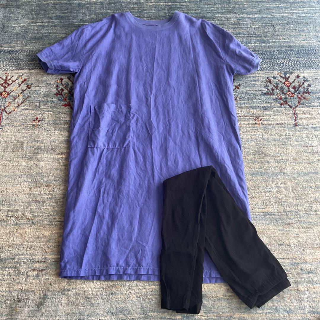中川政七商店　麻布Ｔシャツワンピースと高島ちぢみのレギンス 2点セット 中川政七商店 麻布Tシャツワンピースと高島ちぢみのレギンス 2