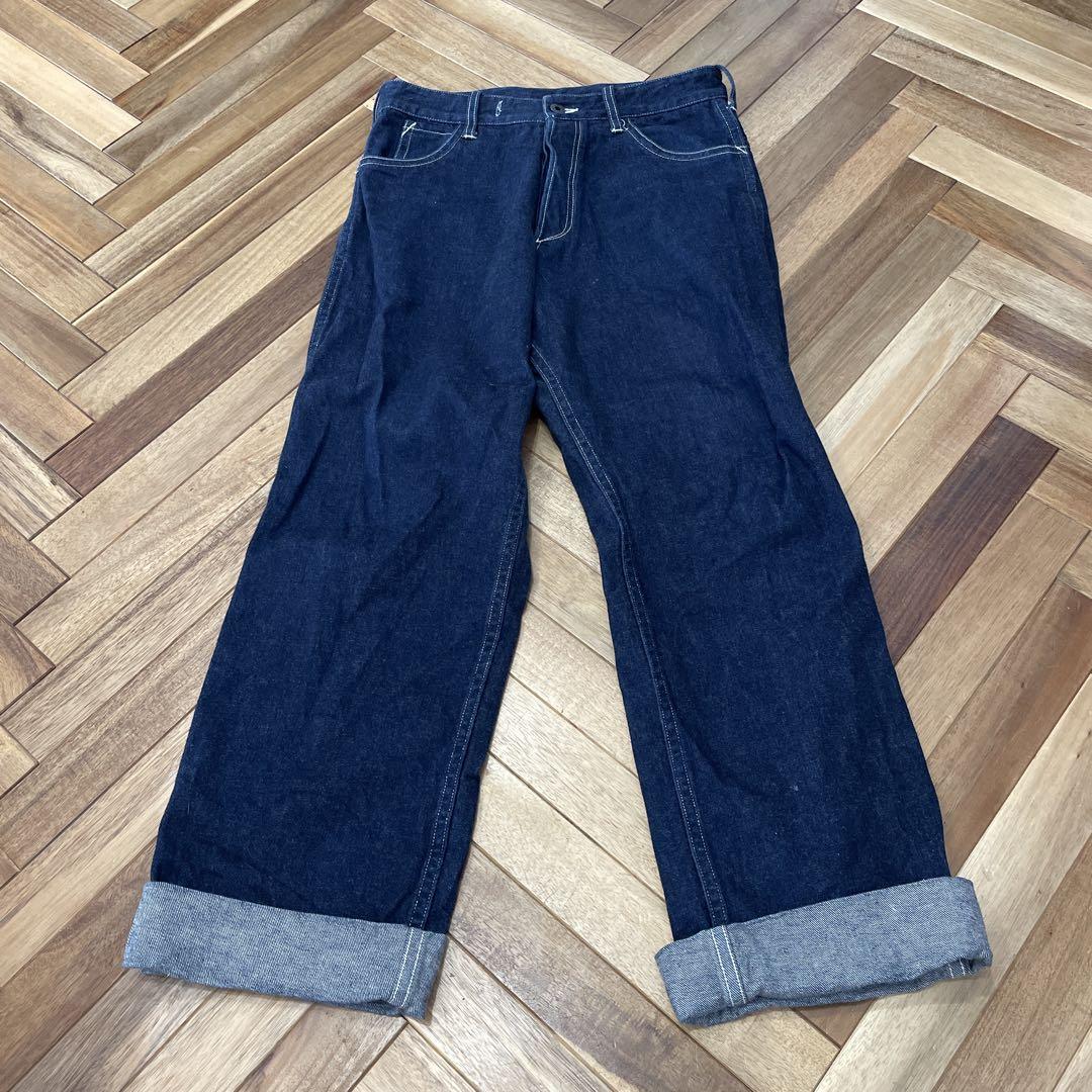 ZARA - 美品【ZARA】ダークブルー ワイドレッグパンツ 34の通販