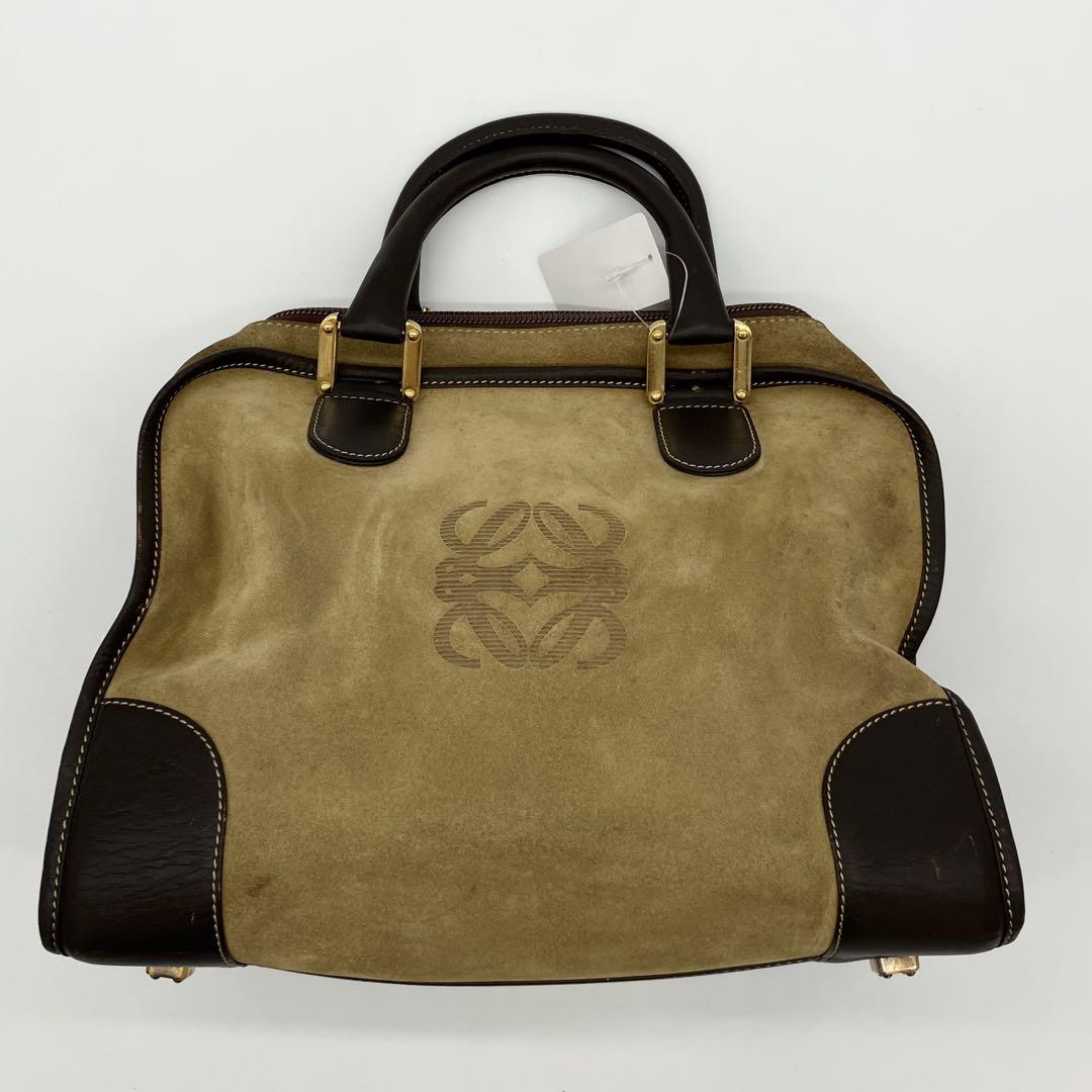 LOEWE アマソナ32 スエード ハンドバッグ ベージュ ブラウン