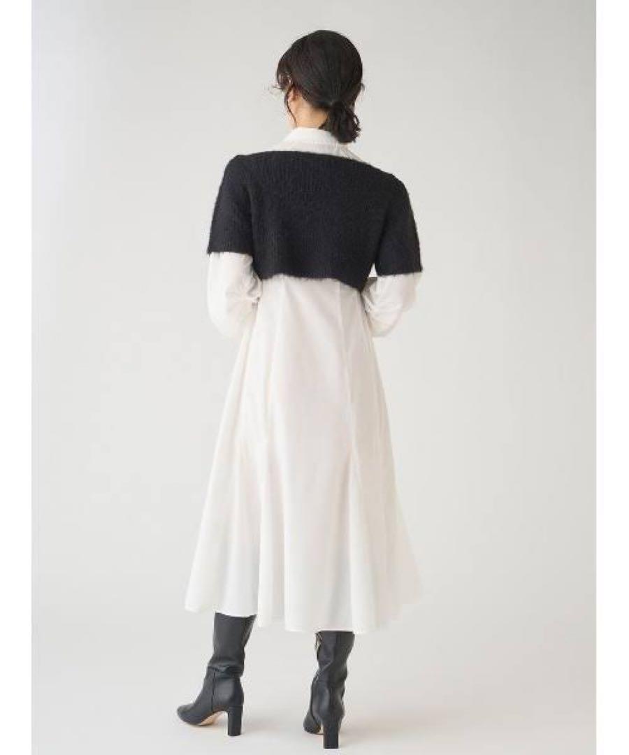 CELFORD セルフォード ショートニット付きシャツワンピース ホワイト 36 CELFORD セルフォード ショートニット付きシャツワンピース