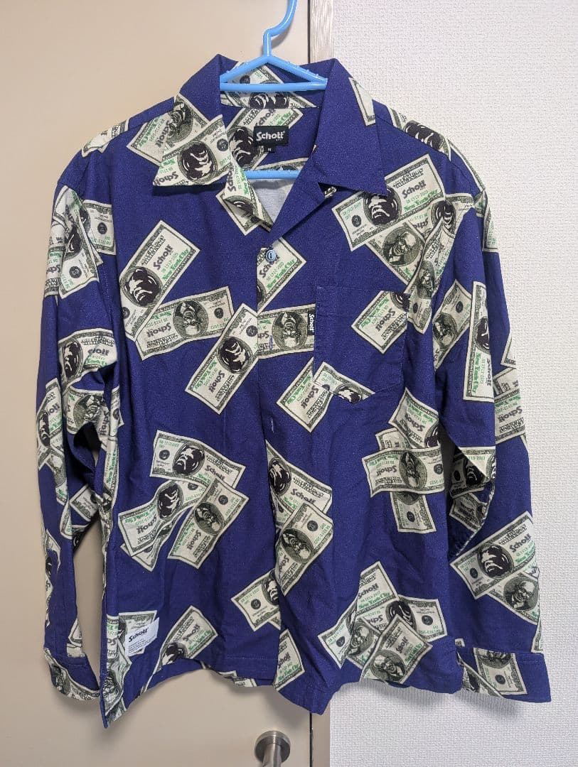 Schott ドル札柄 半袖シャツ M