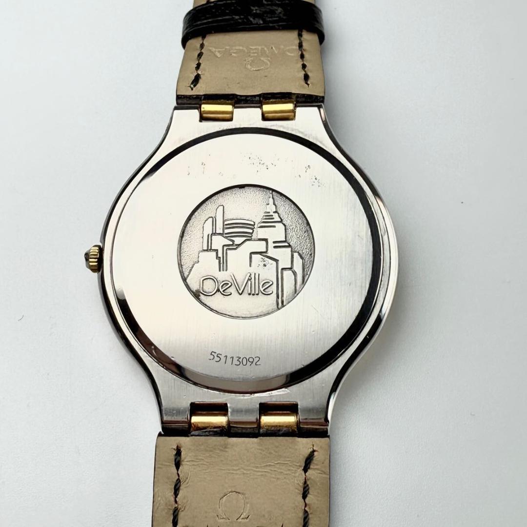 メンズ 稼働 オメガ デビル 腕時計 クォーツ 18K 純正ベルト