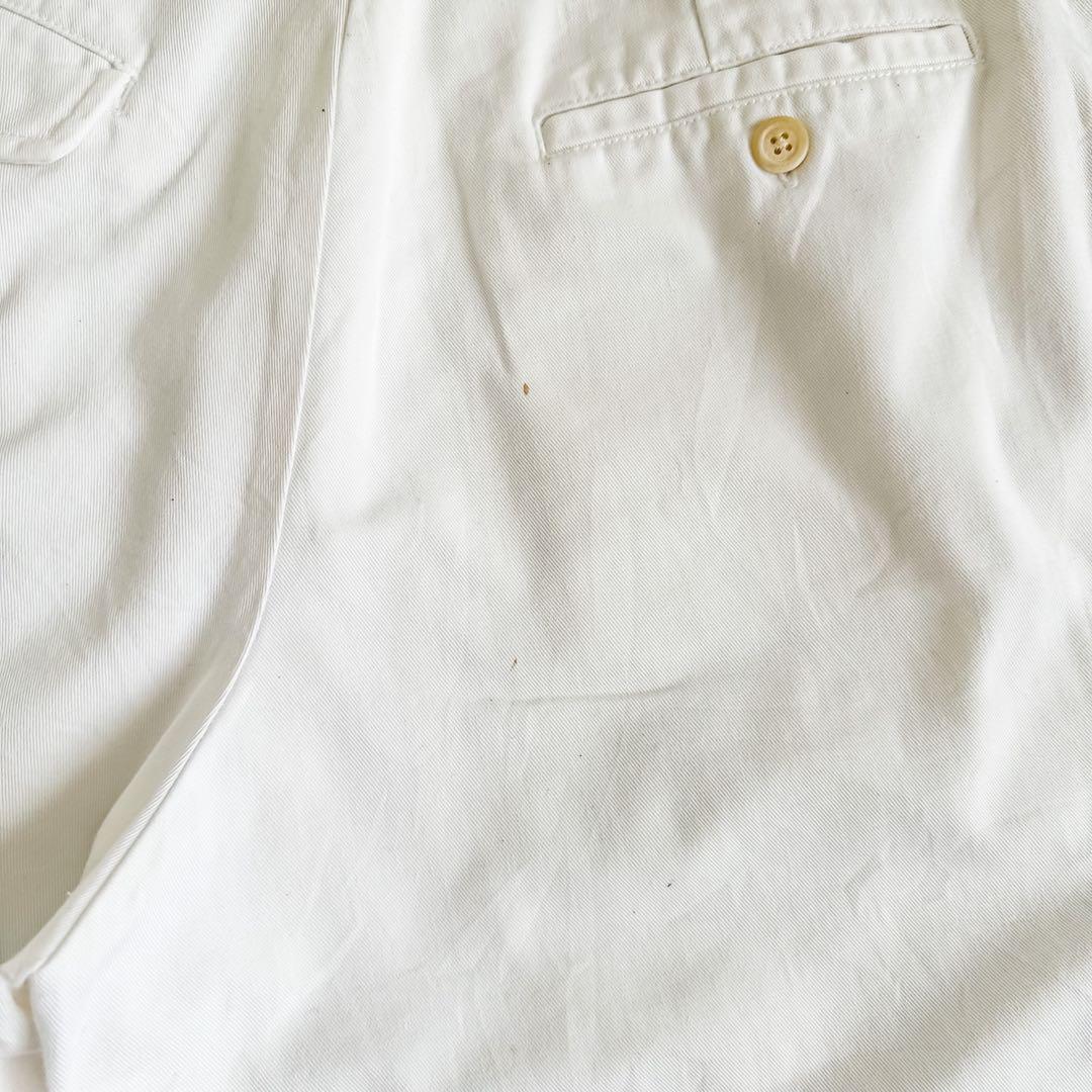 90s Ralph Lauren COUNTRY 白 ツータック チノショーツ
