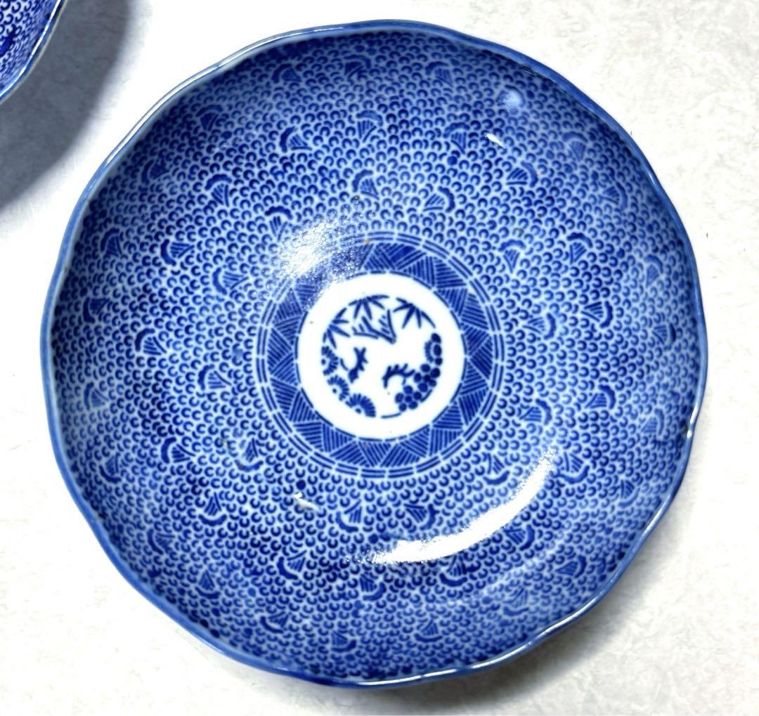 骨董皿　微塵唐草文膾皿　食器　なます皿二枚