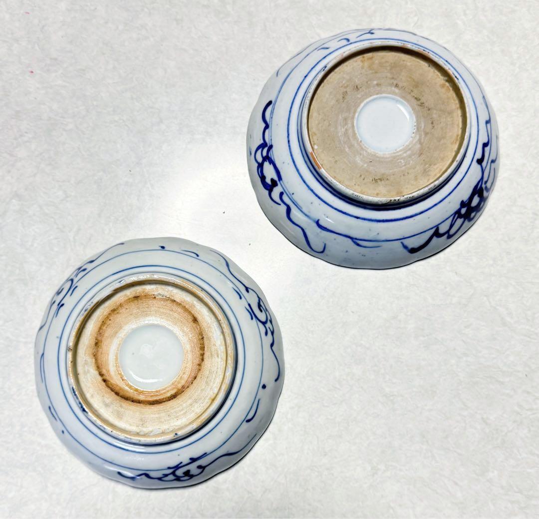 骨董皿　微塵唐草文膾皿　食器　なます皿二枚