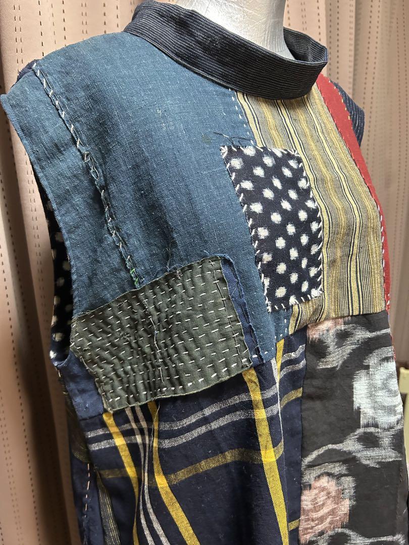 御専用 古布 ゆったりチュニック ボロ 藍染 刺し子 着物リメイク