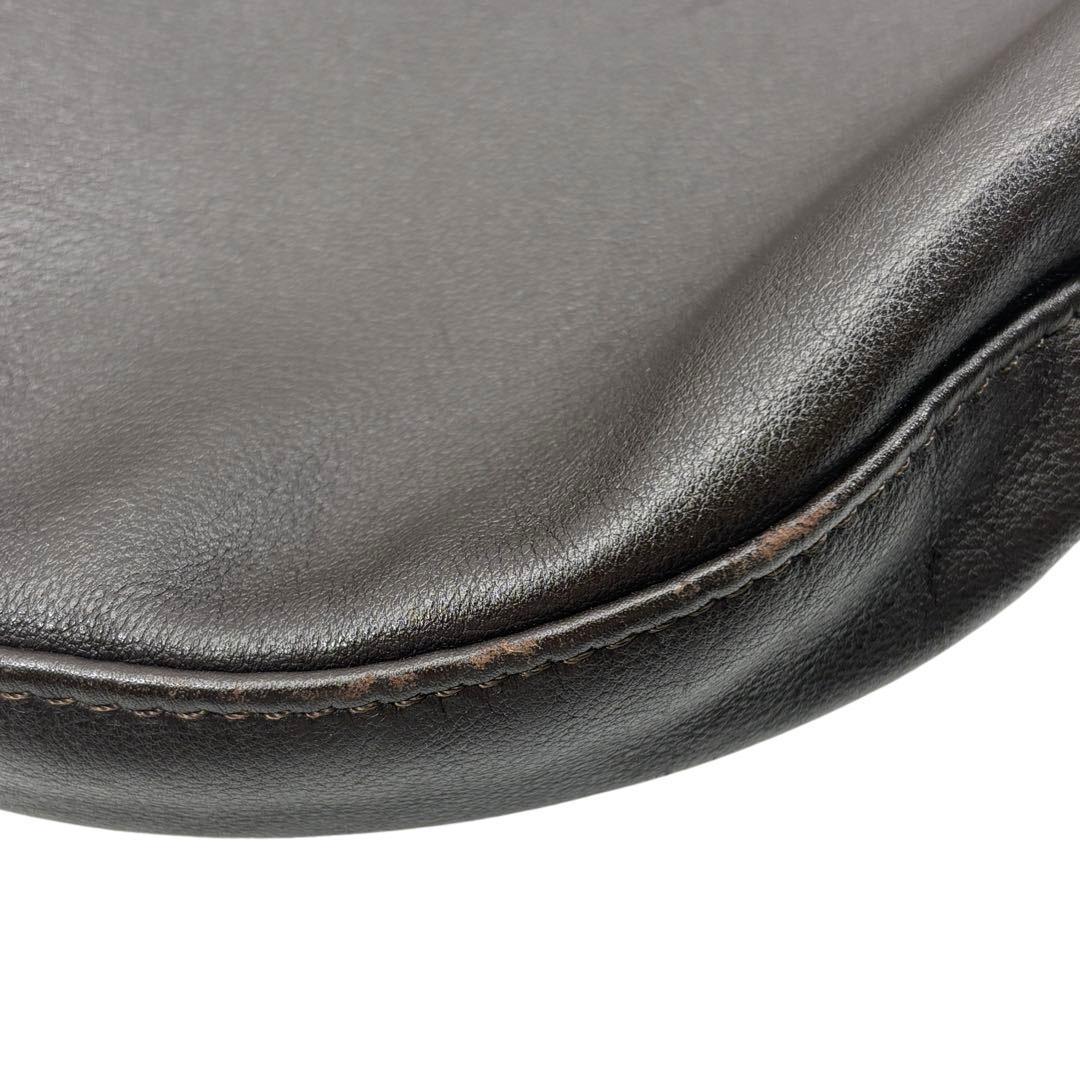 【美品】ロンシャン ワンショルダーバッグ レザー/羽根 ブラウン 9Q8