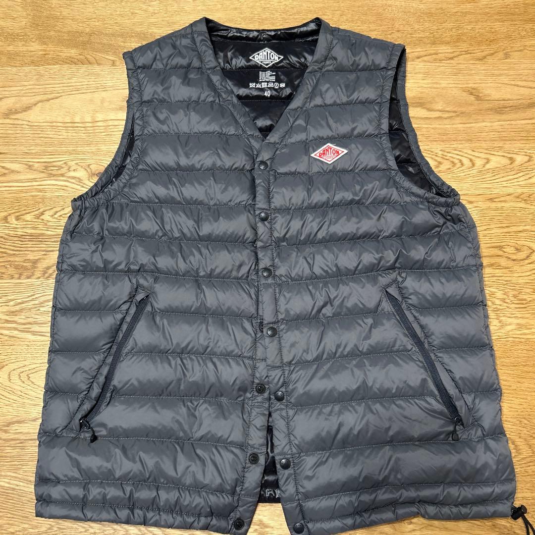 DANTON / Vネックダウンベスト / サイズ40 / グレー
