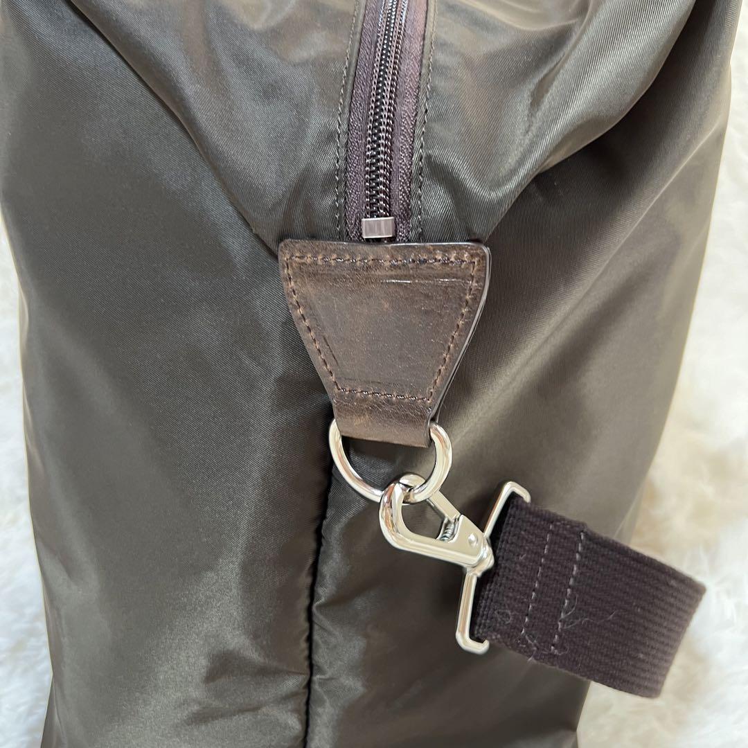 【美品】papas パパス　ボストンバッグ ショルダーバック　2way ブラウン