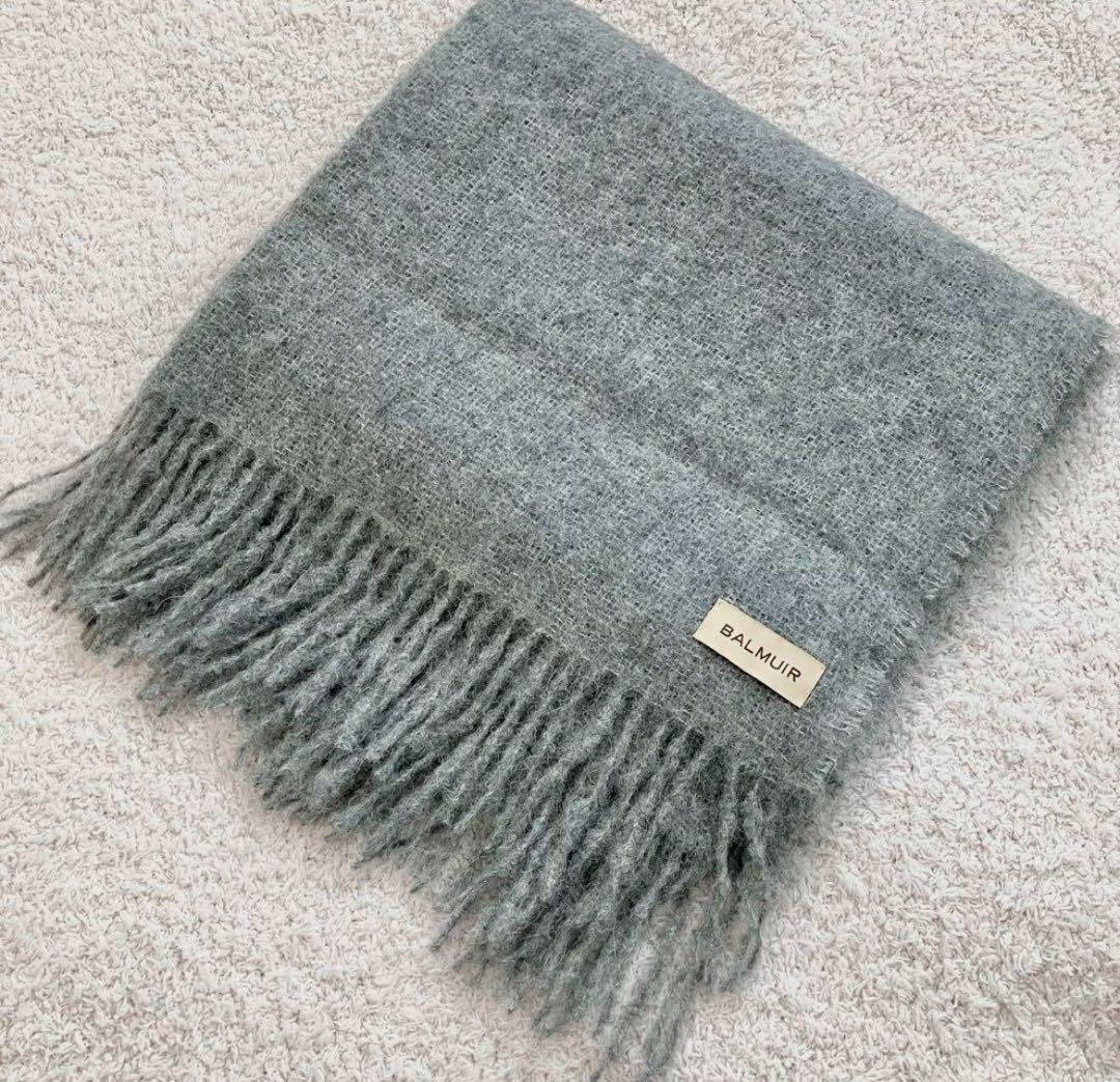 未使用 BALMUIR バルミュール モヘア ストール グレー 在庫 処分ファッション - 未使用 BALMUIR バルミュール モヘア