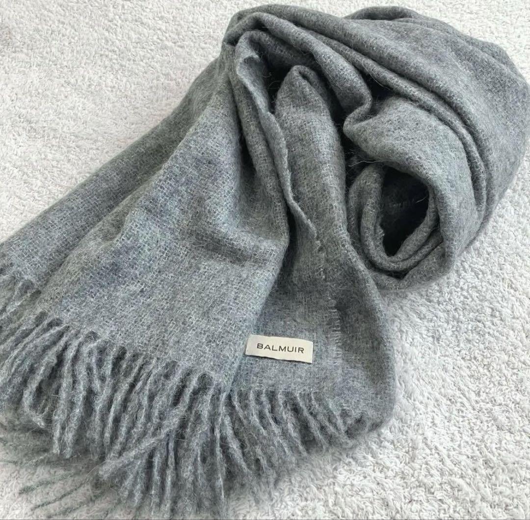 未使用 BALMUIR バルミュール モヘア ストール グレー 在庫 処分ファッション - 未使用 BALMUIR バルミュール モヘア