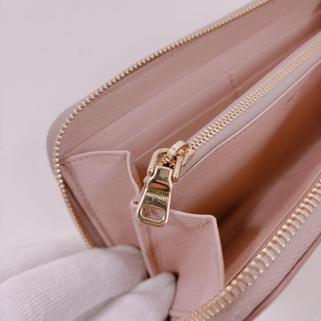 【 正規品美品 】miumiu リボン 長財布 マドラスレザー 財布 ピンク