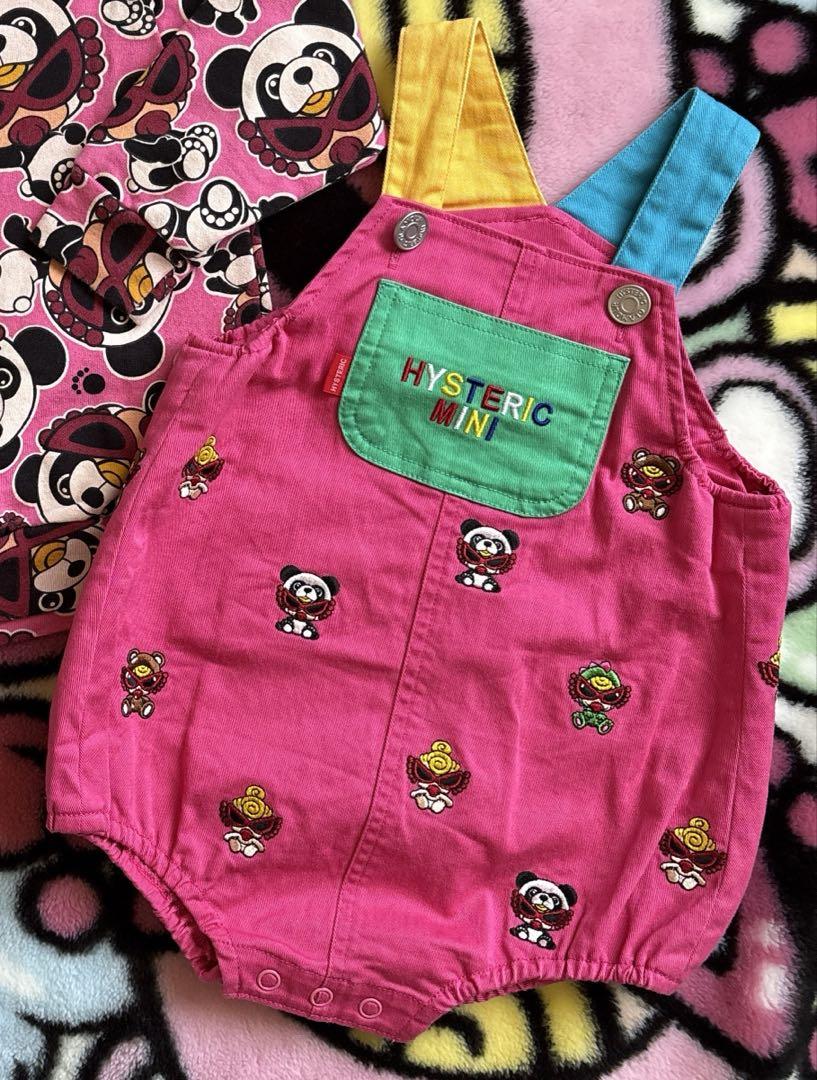 ヒスミニ サロペット だるま 完売品 ダルマオール M90 刺繍 ミニラ&パンダ HYSTERIC MINI - (12)テディ 刺繍 だるまオール ダルマオールの