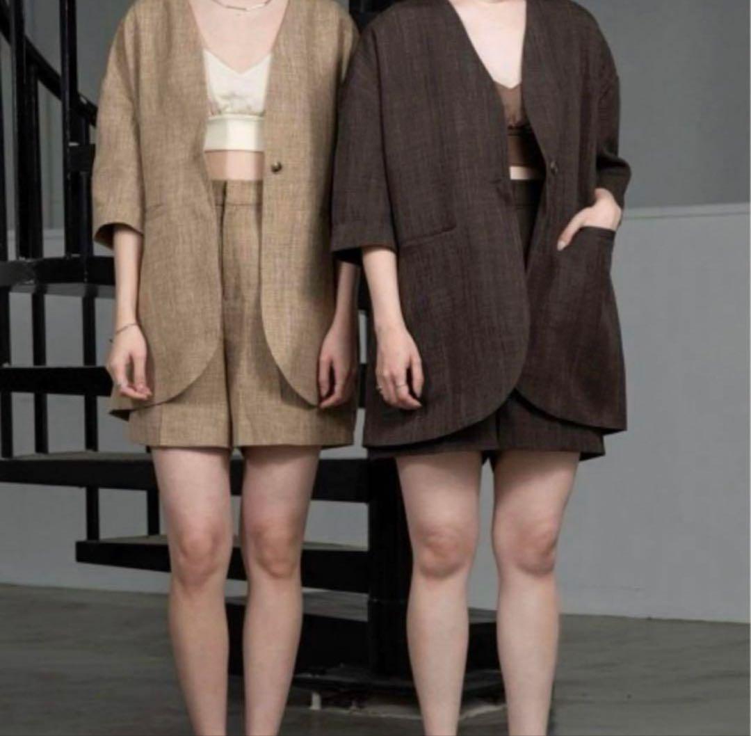 lawgy linen like jacket＋short pants