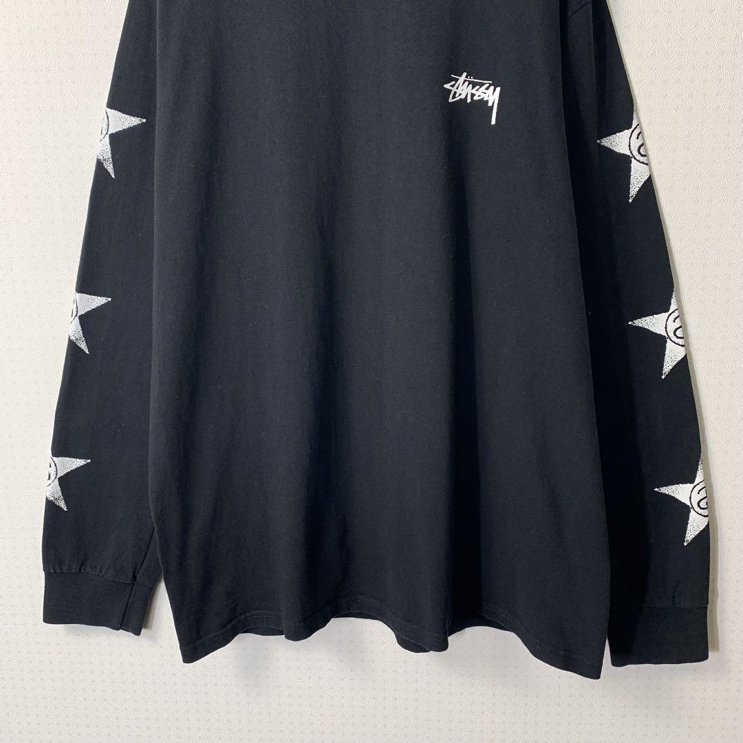 STUSSY Stars LS TEE Black L ホンジュラス製 ロンT