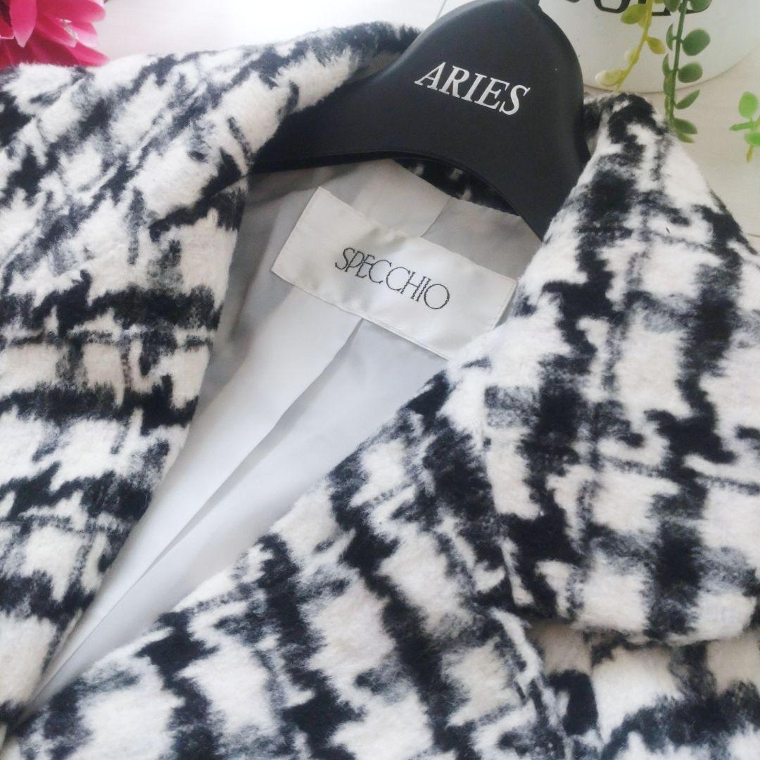 SPECCHIO スペッチオ サイズ40 白×黒 格子柄 チェック ベルト付き SPECCHIO スペッチオ サイズ40 白×黒 格子柄 チェック ベルト付き