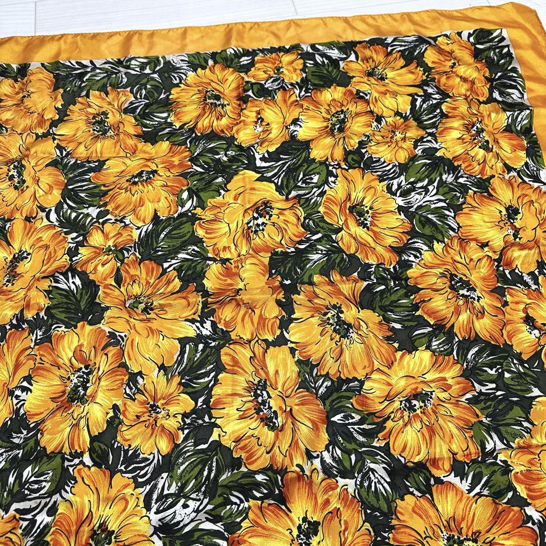 silk シルクスカーフ 花柄 カラフル 派手 フラワー 絹100