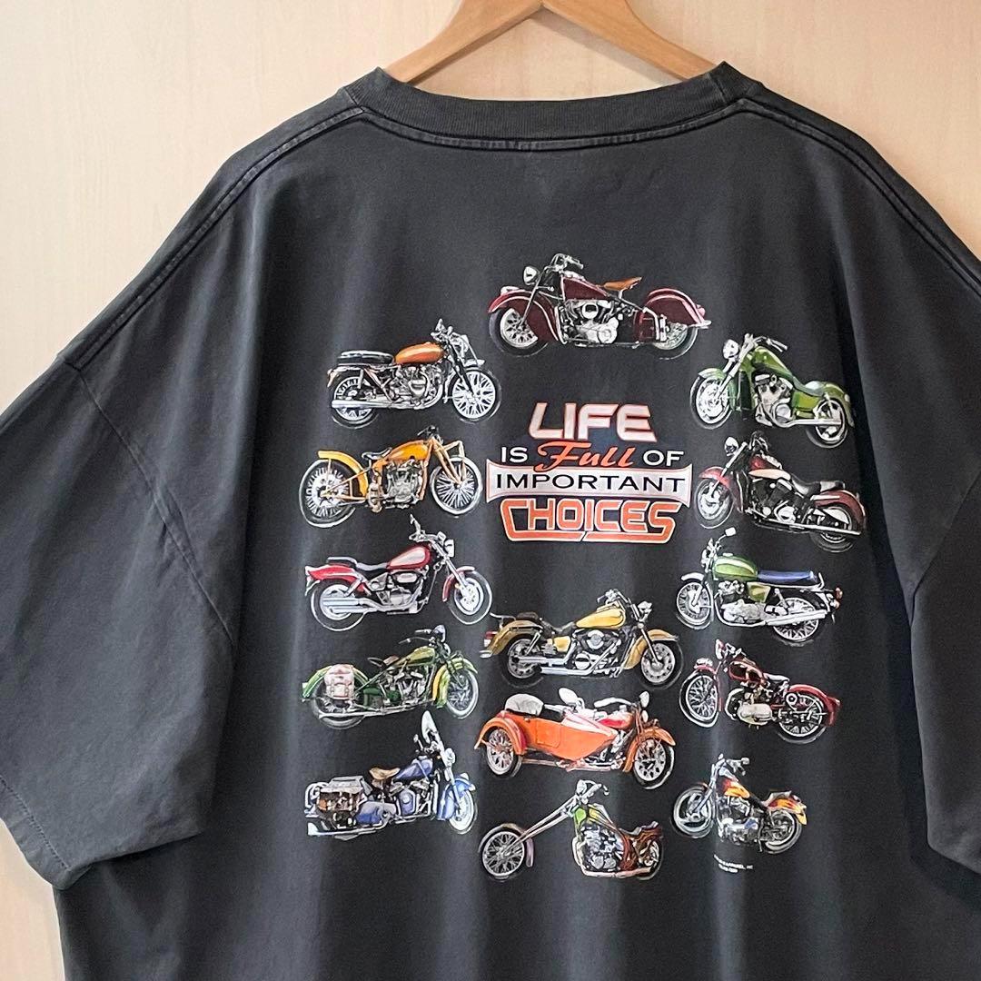 ビッグサイズ　90s古着　ヴィンテージ　バックプリント　オートバイ　Tシャツ