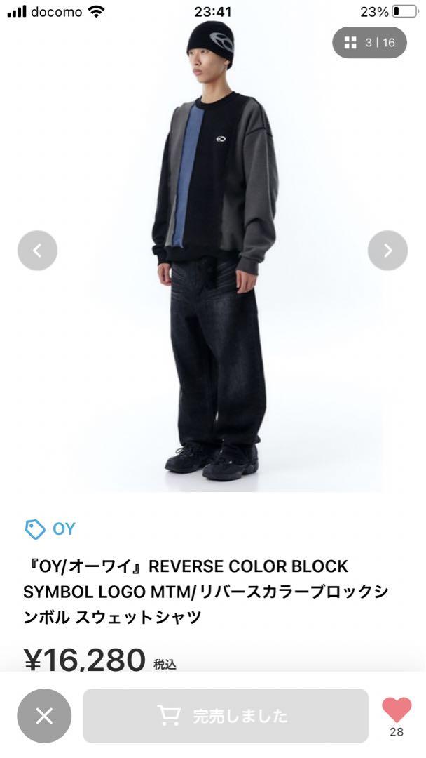OY REVERSE COLOR BLOCK MTM トレーナー