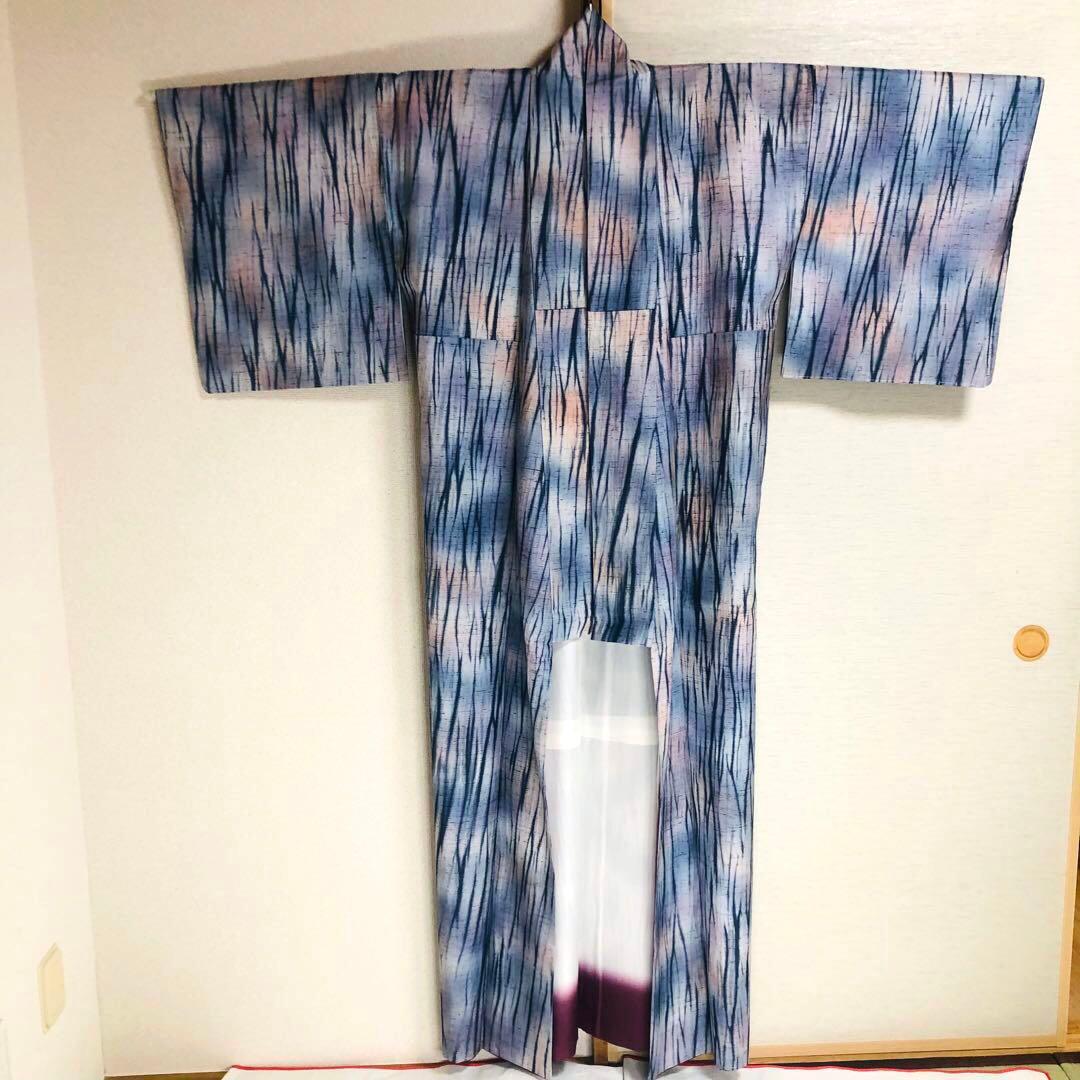 【未使用 トールサイズ】小紋 ぜんまい紬 板絞 袷 裄丈71 身丈174 【未使用 トールサイズ】小紋 ぜんまい紬 板絞 袷 裄丈71 身丈174