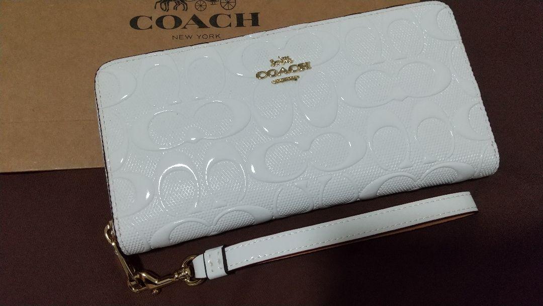新品未使用 COACH コーチ 長財布 エナメル シグネチャー