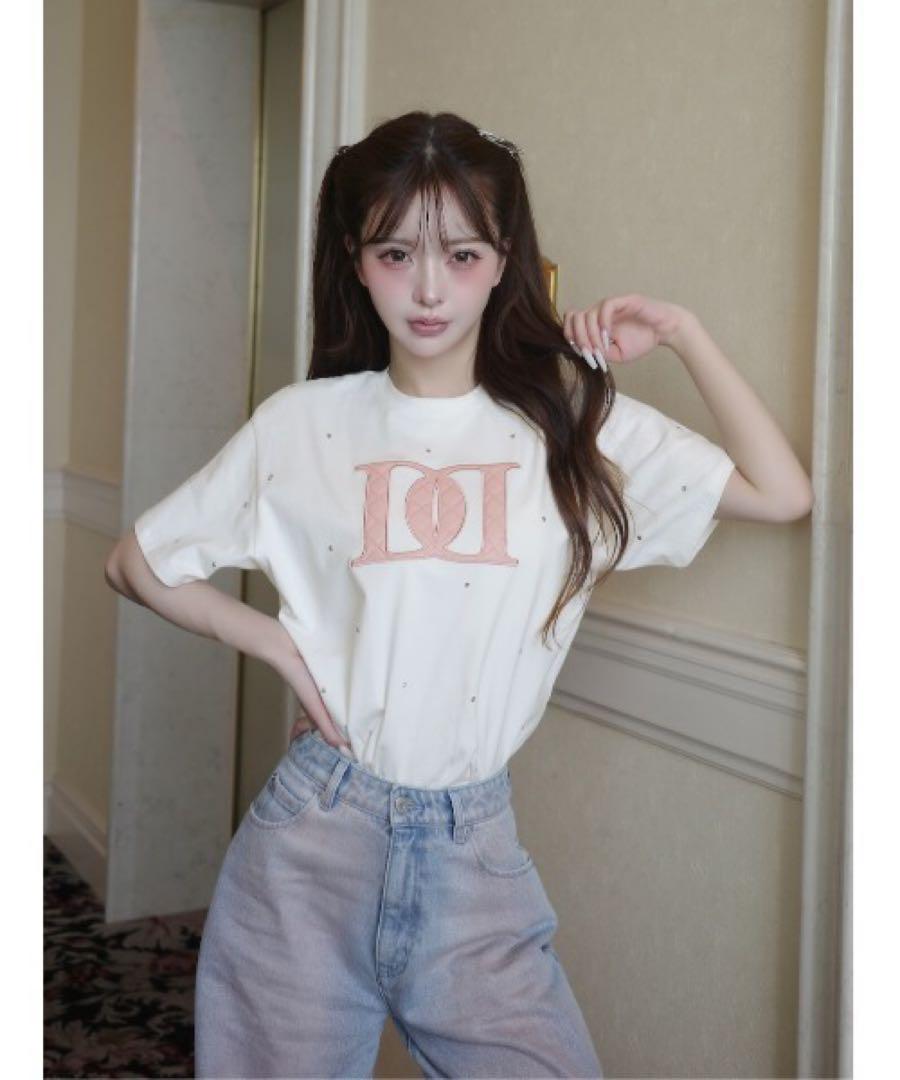 新品タグつき ダーリッチ キルティングアップリケビジューTシャツ ホワイト