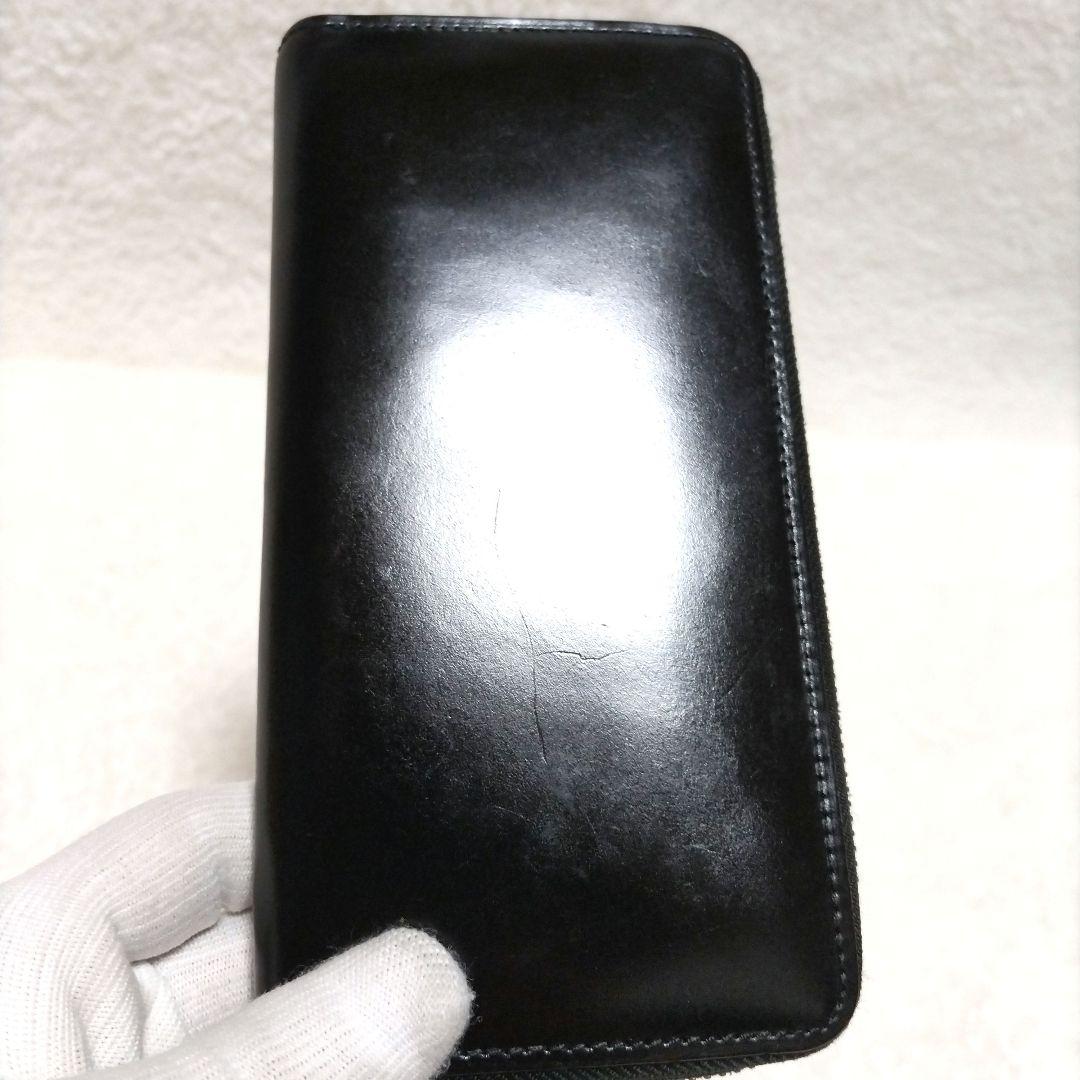 GANZO ガンゾ コードバン 馬革 レザー ラウンドファスナー長財布 黒