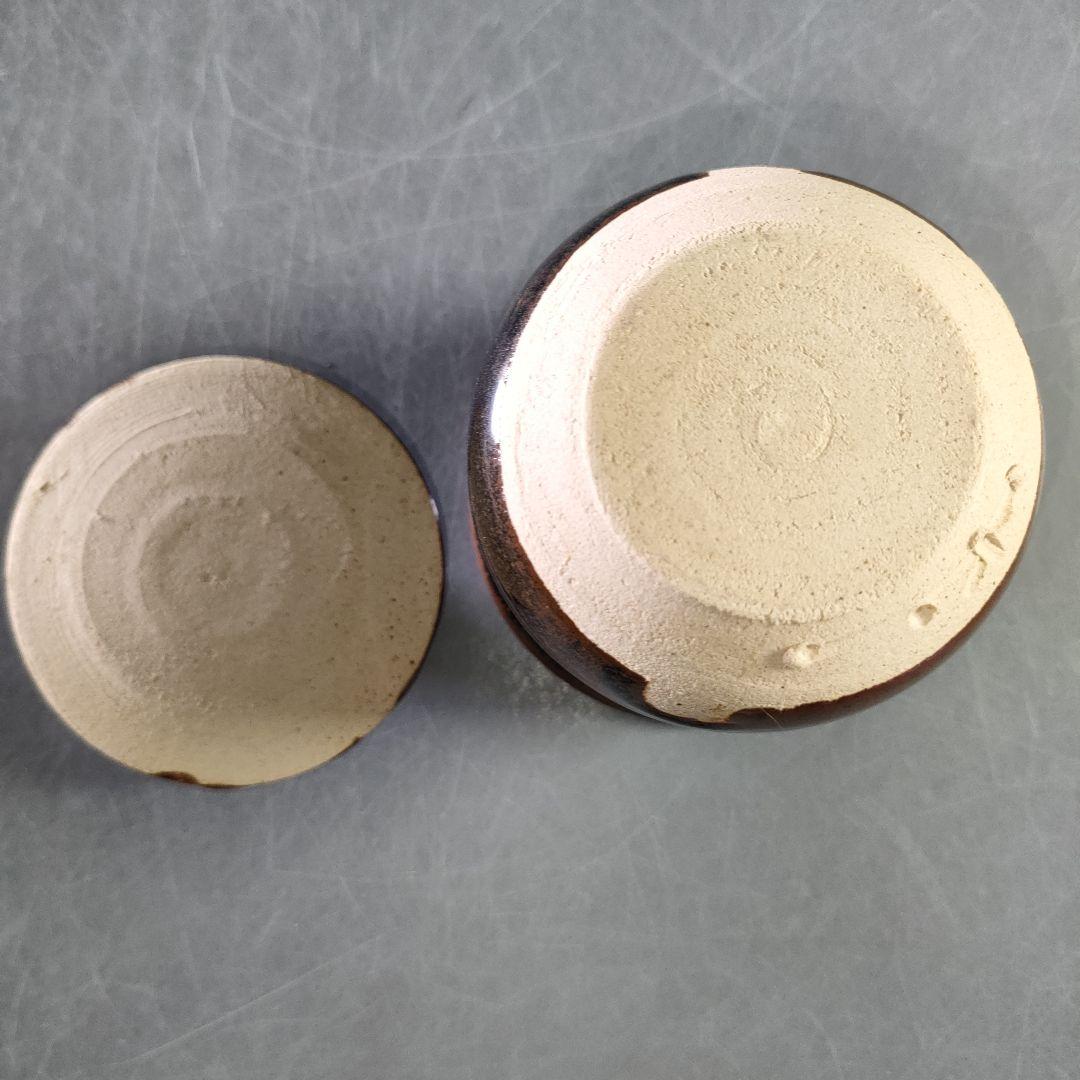 A1037-3/桃の里窯/藤原敬介 造/天目蓋物6客/蒸碗/向付/蓋碗/懐石