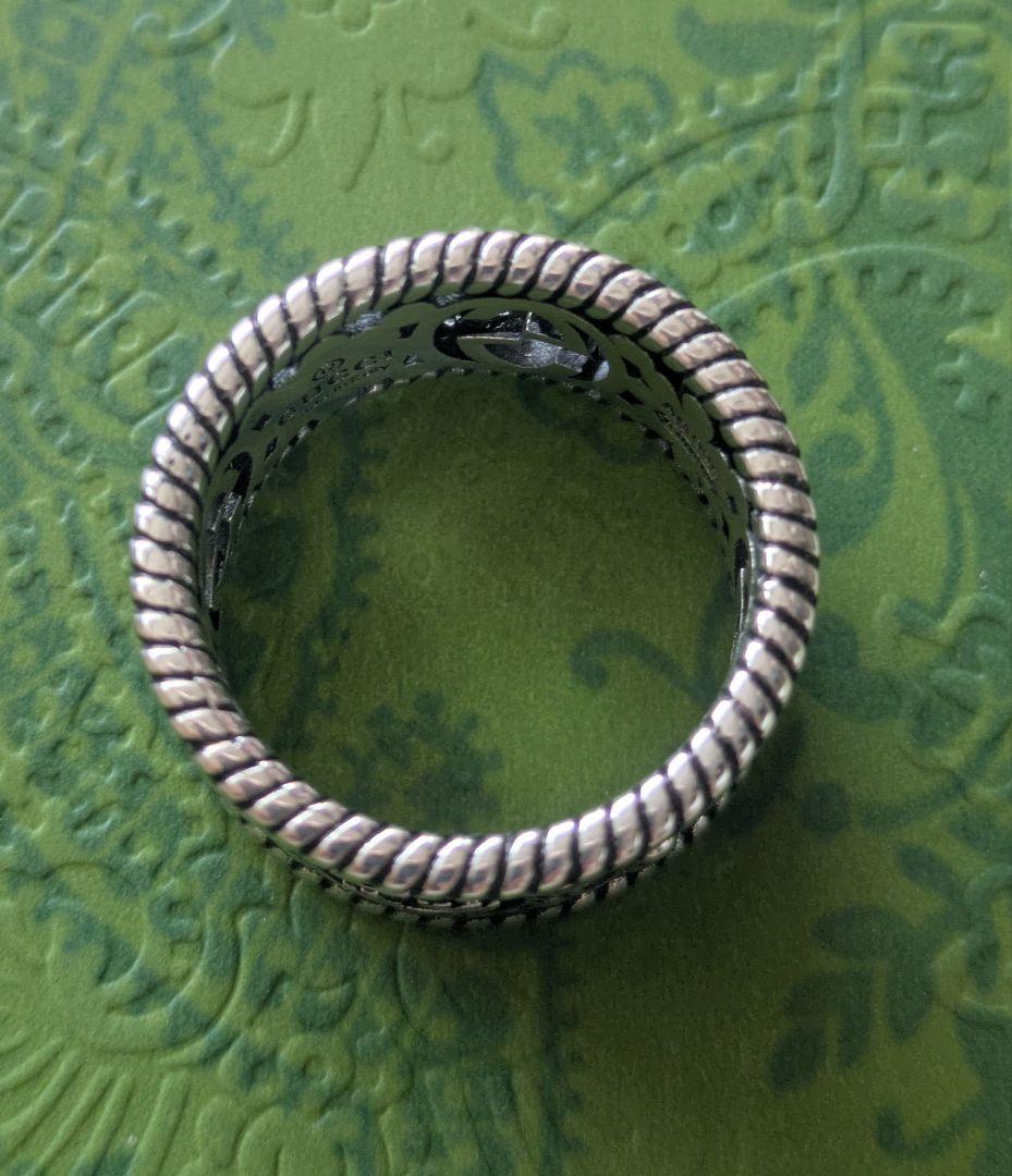 新品未使用　GUCCI　シルバーリング　フラワー　11ミリ　14号　ダブルG