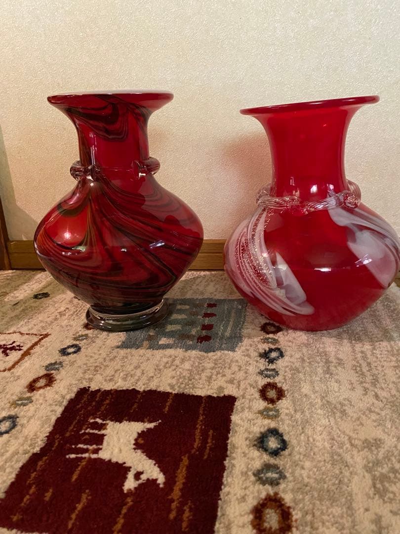 美品　KAMEI GLASS カメイガラス フラワーベース2点セット