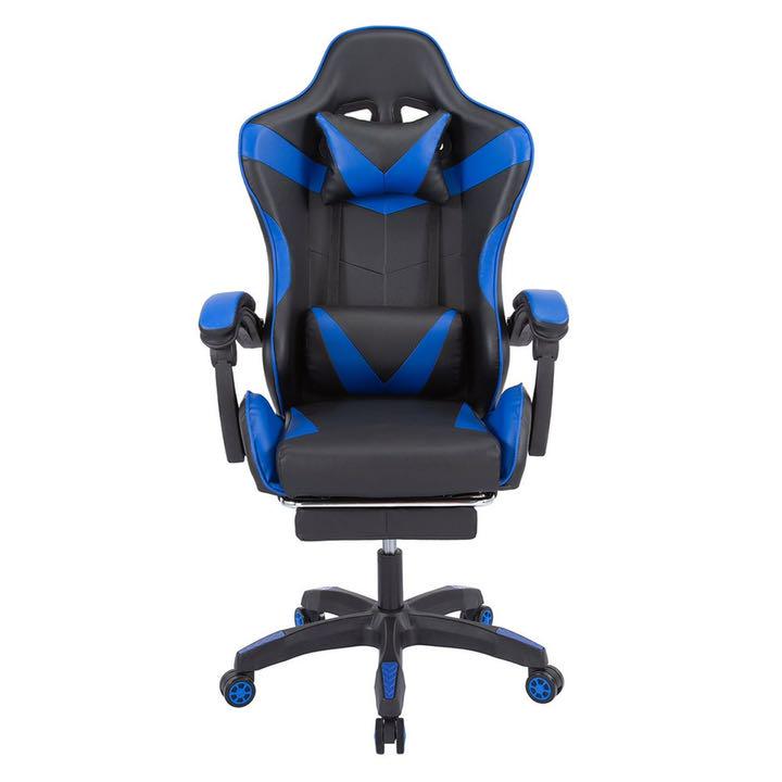 HOT低価 レーシングチェア ブルー 椅子 ゲーミング リクライニング オットマン yKxEL-m63998321728 爆買い限定SALE