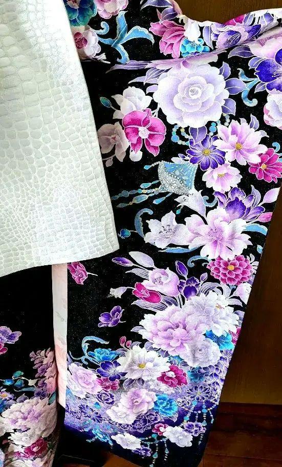 振袖フルセット✨ラメ入り薔薇柄刺繍　高身長、ゆったりめ　正絹☆成人式に✨