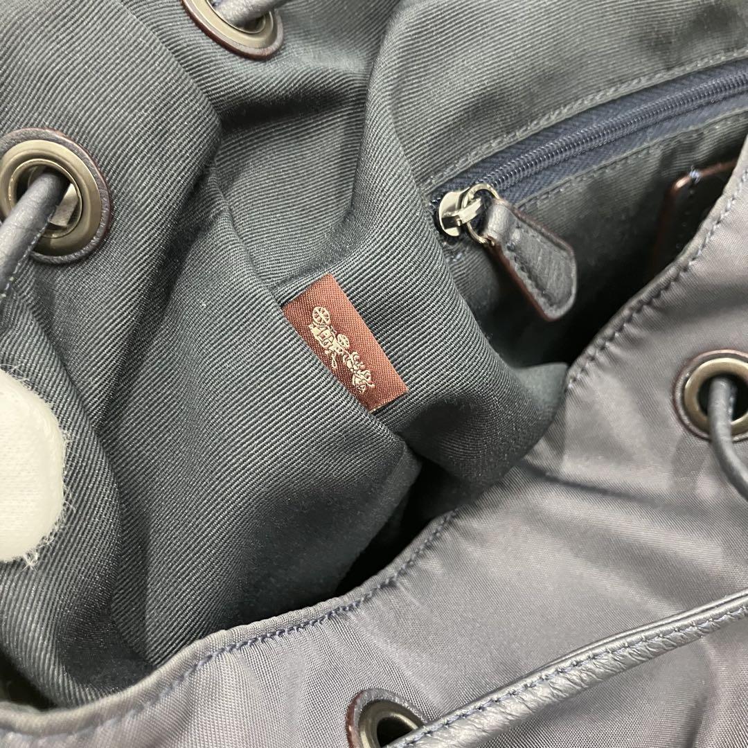 COACH コーチ リュック ナイロン レザー 58814 ターンロック 美品】COACH コーチ ナイロン×レザー リュック ターンロック