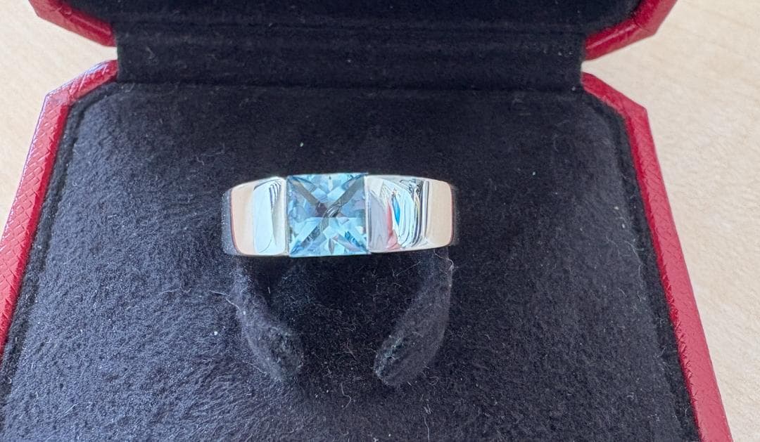 CARTIER カルティエ タンク アクアマリン　リング　 K18WG 　12号