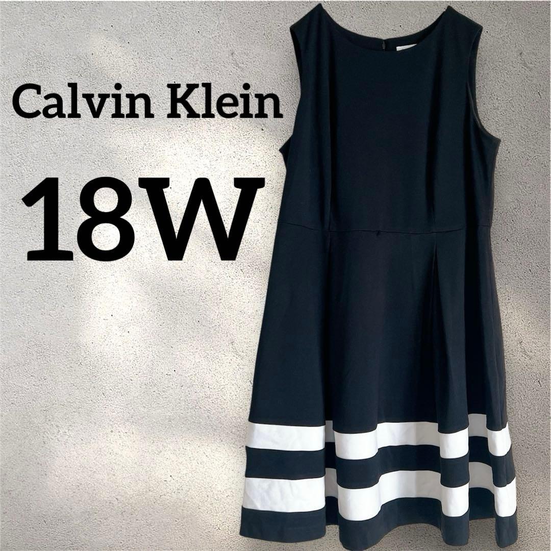 ️Calvin Klein 18W ブロック フィット&フ ドレス3XL 4L Calvin Klein