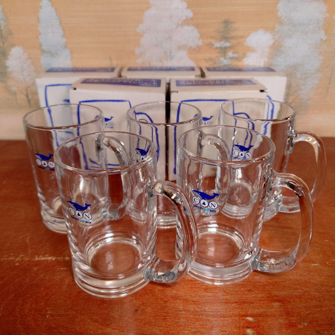 サントリー生ビール 非売品ジョッキ 新品 5個 空飛ぶくじら CAN BEER