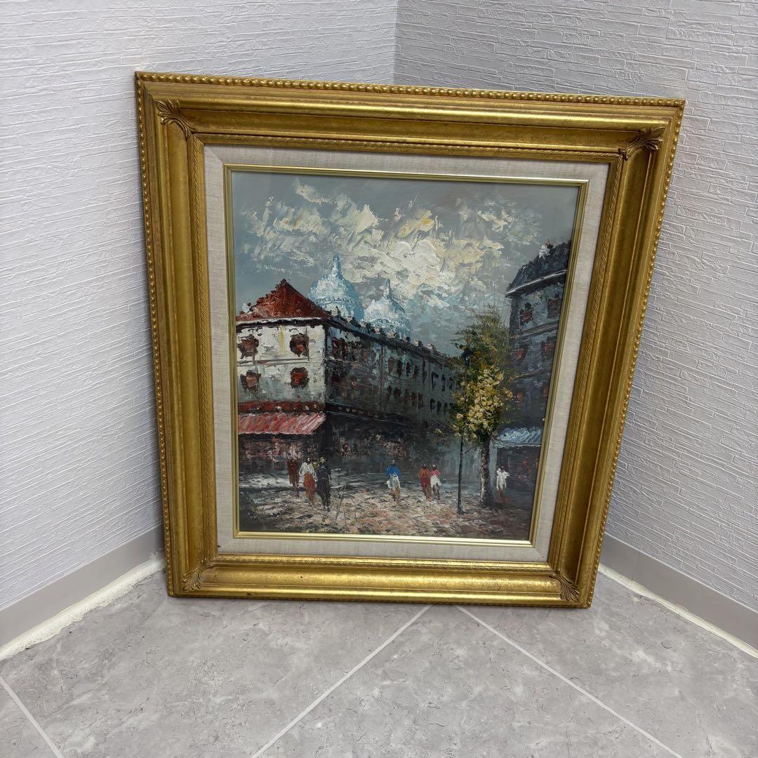 匿名発送】キャロライン・バーネット パリ 風景画 油絵 額入り