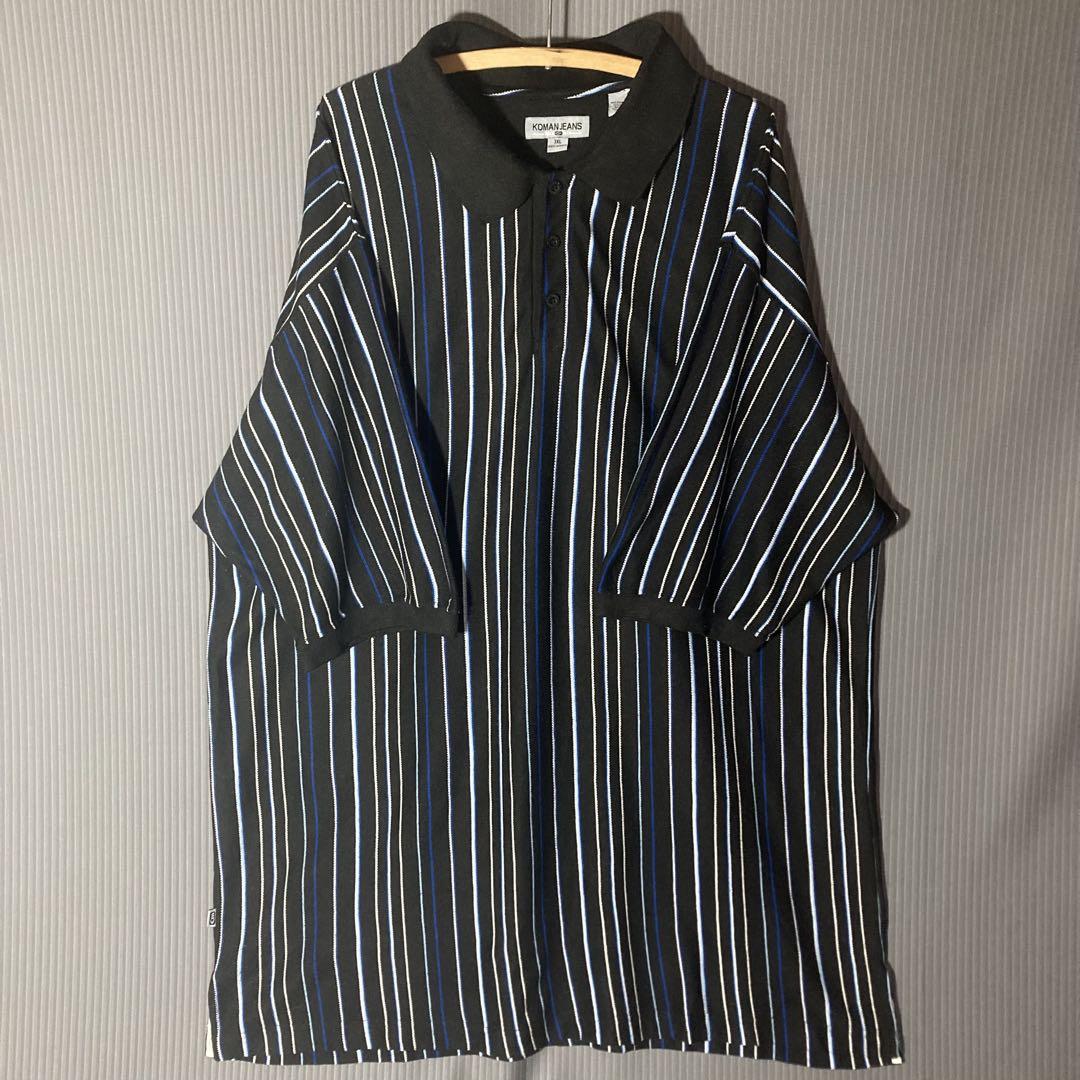 KOMAN JEANS 3XL ポロシャツ　ビッグサイズ　古着　ストライプ